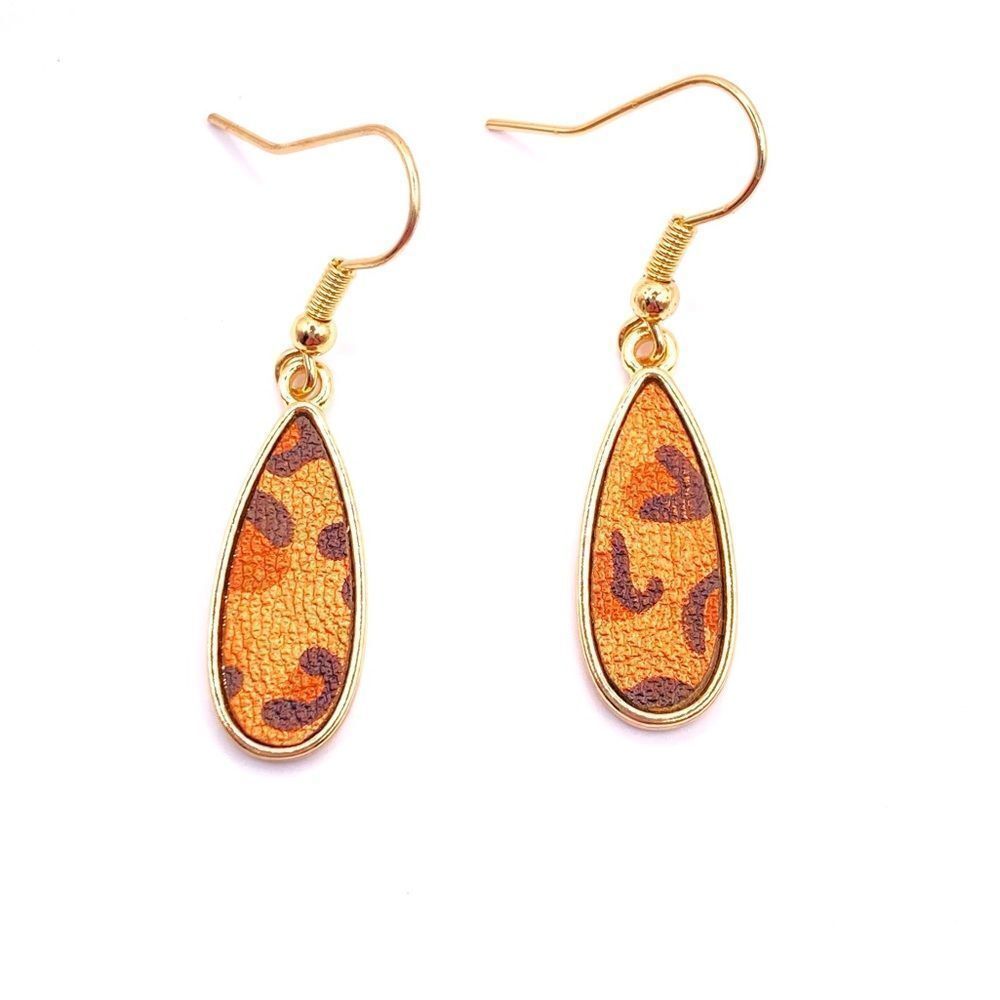 Gold animal print dangle earrings